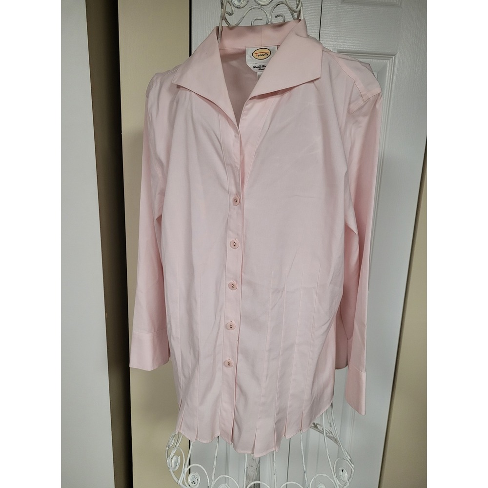 Talbots Pink Wrinkle Resistant Stretch Pintuck Pleated OfficeWear Shirt‎ Size 12